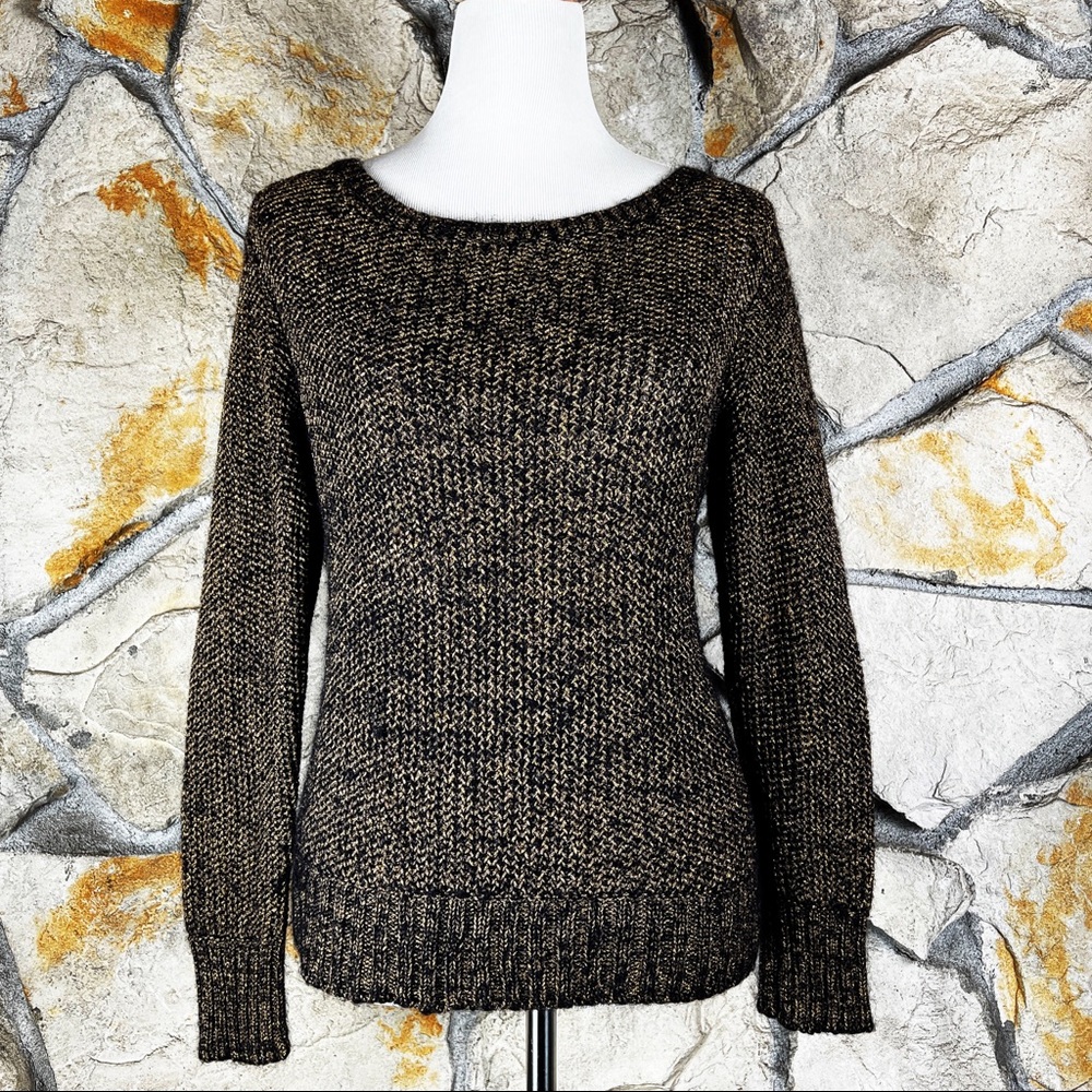 Eileen Fisher Mohair Alpaca Blend Sweater Aged Bronze & Black | L
